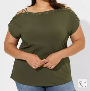 Torrid Heritage Jersey Lace Up Dolman Top
